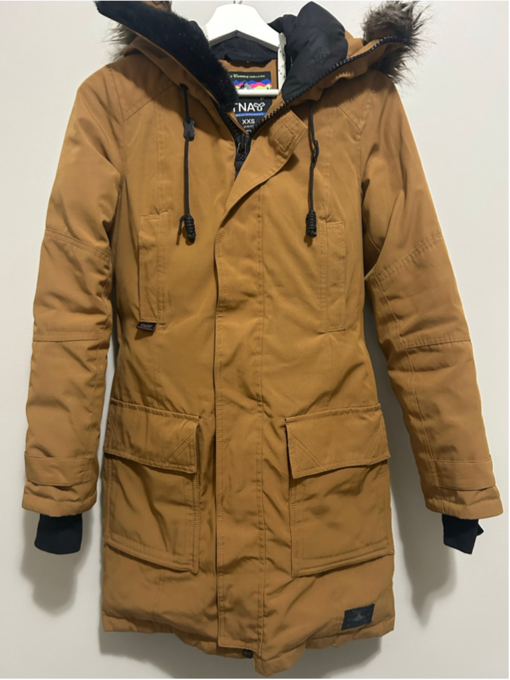 Women's TNA Bancroft Parka Jacket XXS Brown Black